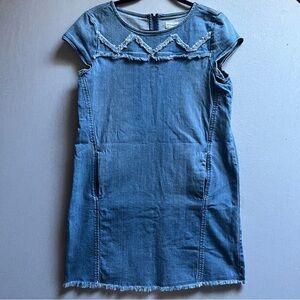 Esprit Denim Short Sleeve Dress Frayed Hem Sz S